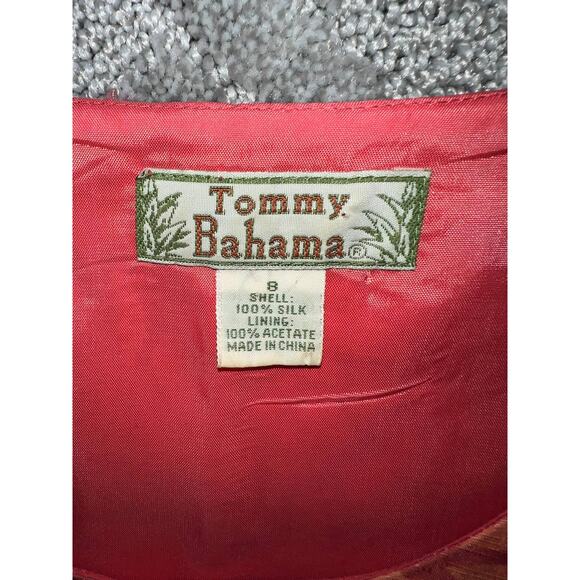 Silk Tommy Bahama Size 8 MAXI DRESS Floral Tropical Palm Vents Vintage Medium - Picture 2 of 8